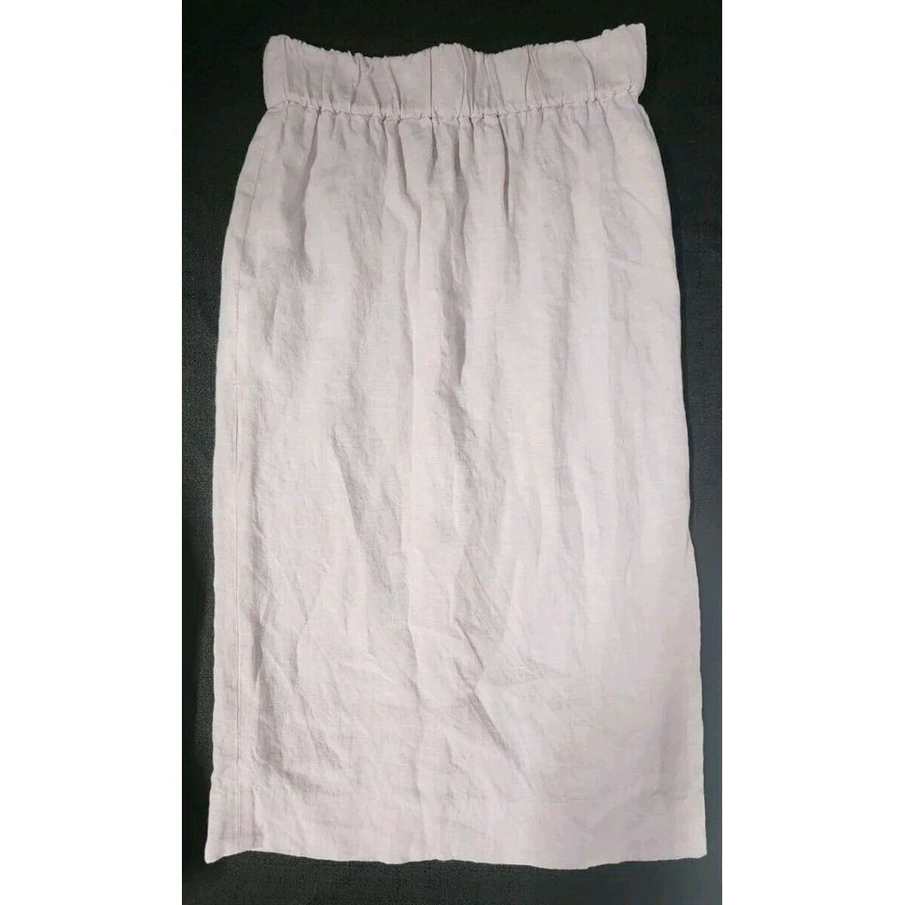 JCrew Skirt Women XXS Light Pink Midi Straight Pencil Linen Pull On Skirt Cotton